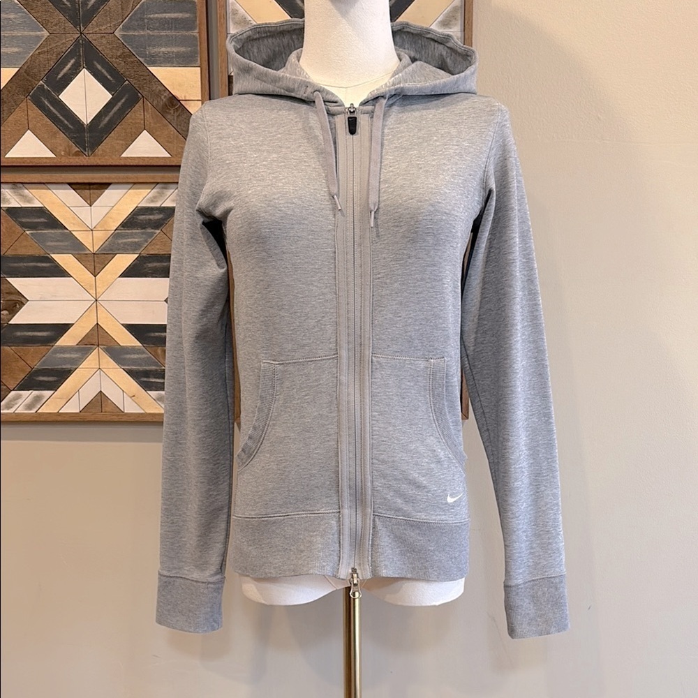 Nike Fit Dry Sports Hoodie Full Zip Hooded Sweatshirt Jacket Grey size Small